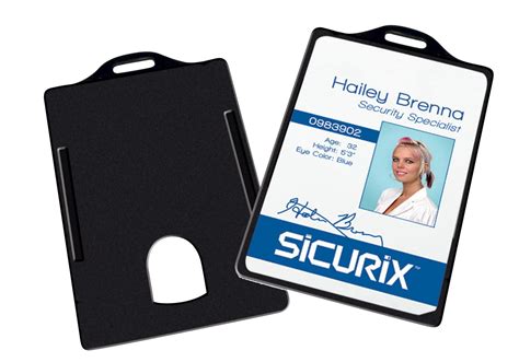 SICURIX Badge Dispensers, Vertical, Black, Pack of 25